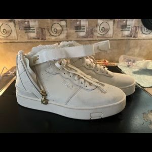 Cream furry filas size 8